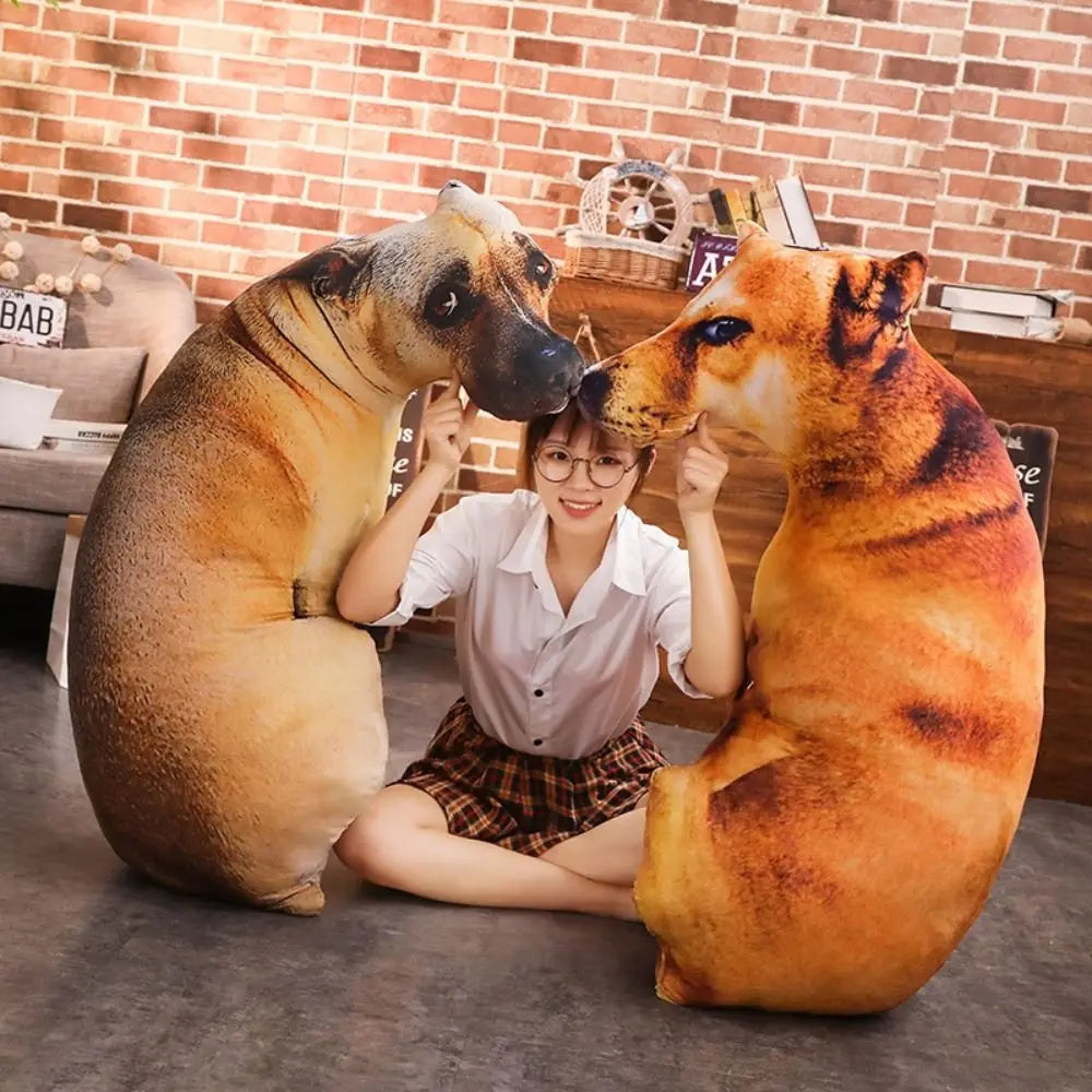3D Cute Dog Head Throw Pillow – Funny Animal Cushion & Kids Toy